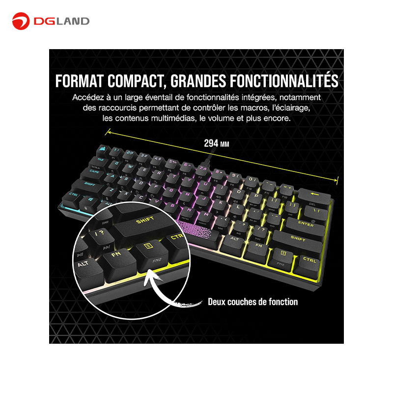 کیبورد مخصوص بازی کورسیر مدل K65 RGB MINI 60% CHERRY MX Speed کیبورد مخصوص بازی کورسیر مدل K65 RGB MINI 60% CHERRY MX Speed