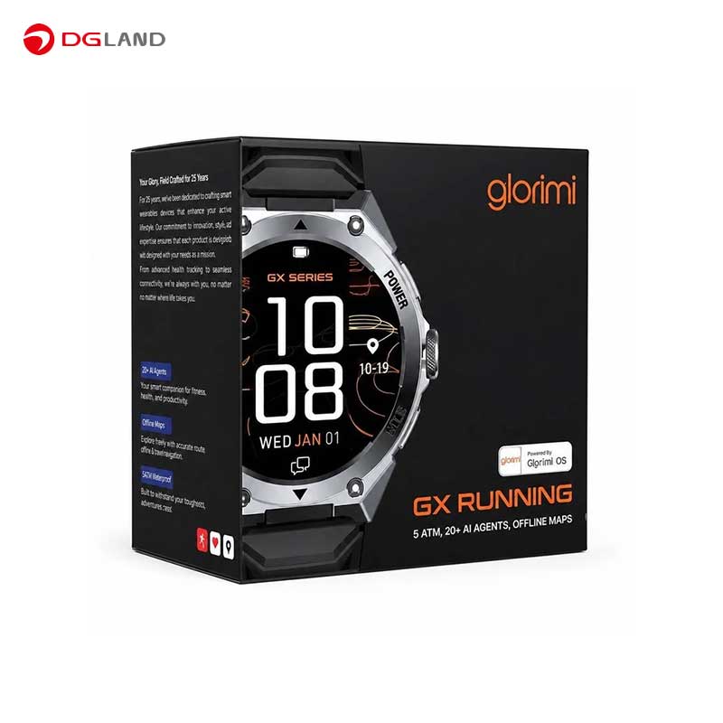 ساعت هوشمند 52 میلی متری گلوریمی مدل GX Running با بند سیلیکونی ساعت هوشمند 52 میلی متری گلوریمی مدل GX Running با بند سیلیکونی