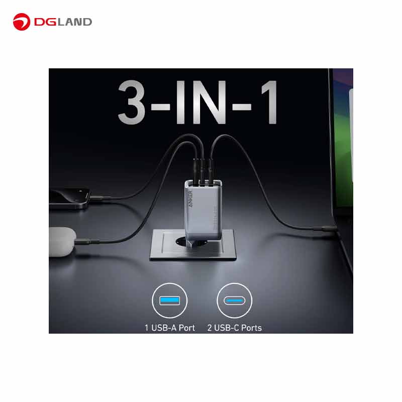 شارژر دیواری انکر 3 پورت 100 وات مدل A2688341 شارژر دیواری انکر 3 پورت 100 وات مدل A2688341