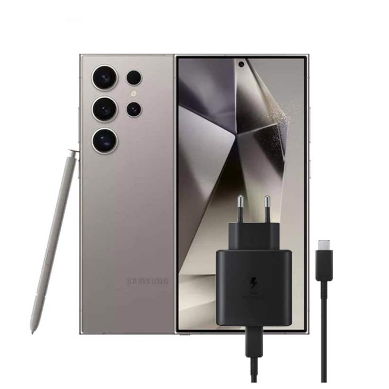 پکیج گوشی موبایل سامسونگ مدل Galaxy S24 Ultra 5G دو سیم کارت ظرفیت 256 گیگابایت و رم 12 گیگابایت - ویتنام به همراه شارژر دیواری 45 وات (2پین) سامسونگ مدل EP-T4510 پکیج گوشی موبایل سامسونگ مدل Galaxy S24 Ultra 5G دو سیم کارت ظرفیت 256 گیگابایت و رم 12 گیگابایت - ویتنام به همراه شارژر دیواری 45 وات (2پین) سامسونگ مدل EP-T4510