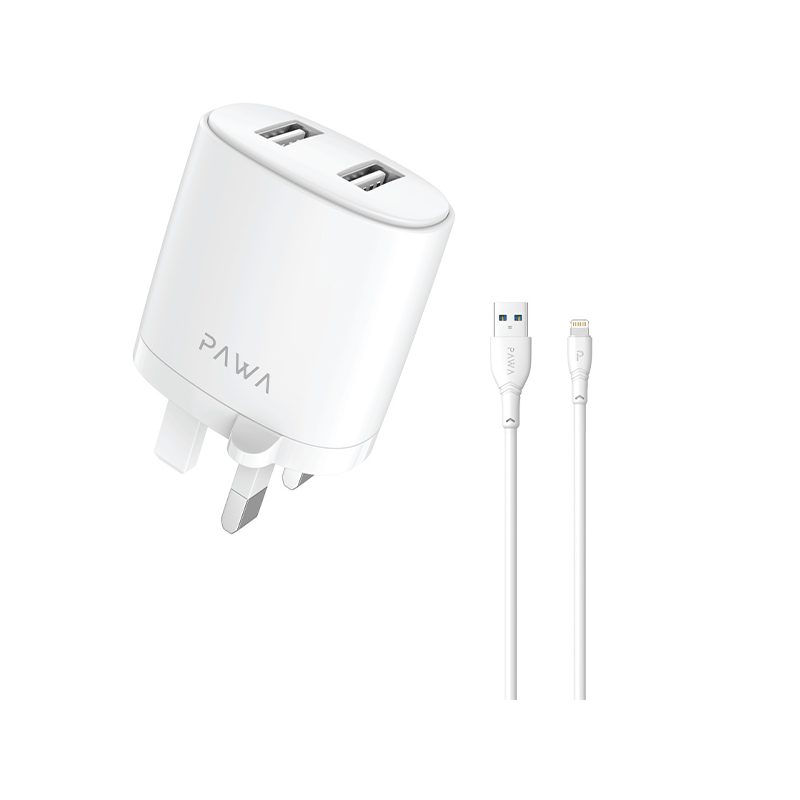 شارژر پاوا مدل Dual USB Port 2.4A به همراه کابل لایتنینگ شارژر پاوا مدل Dual USB Port 2.4A به همراه کابل لایتنینگ