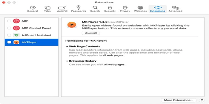 Disable-Uninstall-Safari-Extensionsافزونه‌ های مرورگر
