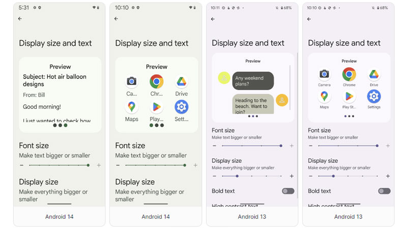 طراحی رابط کاربری در آپدیت Android 14 - تغییر سایز فونت در اندروید 14