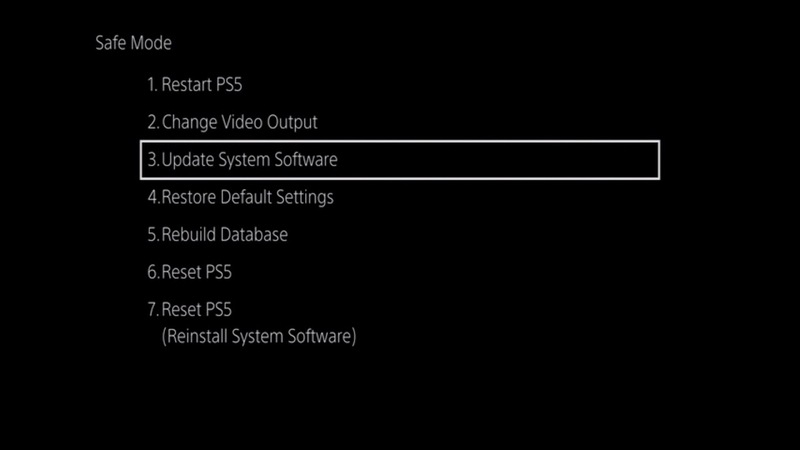ذسترسی به منوی حالت Safe Mode در پلی استیشن 5 - قابلیت به‌روزرسانی کنسول در سیف مود