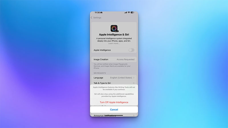 Disabling apple intelligence on iOS and iPadOS